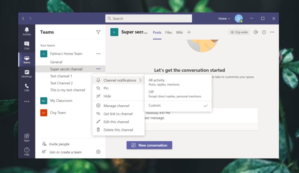 Cara menonaktifkan saluran dan pemberitahuan pesan di Microsoft Teams