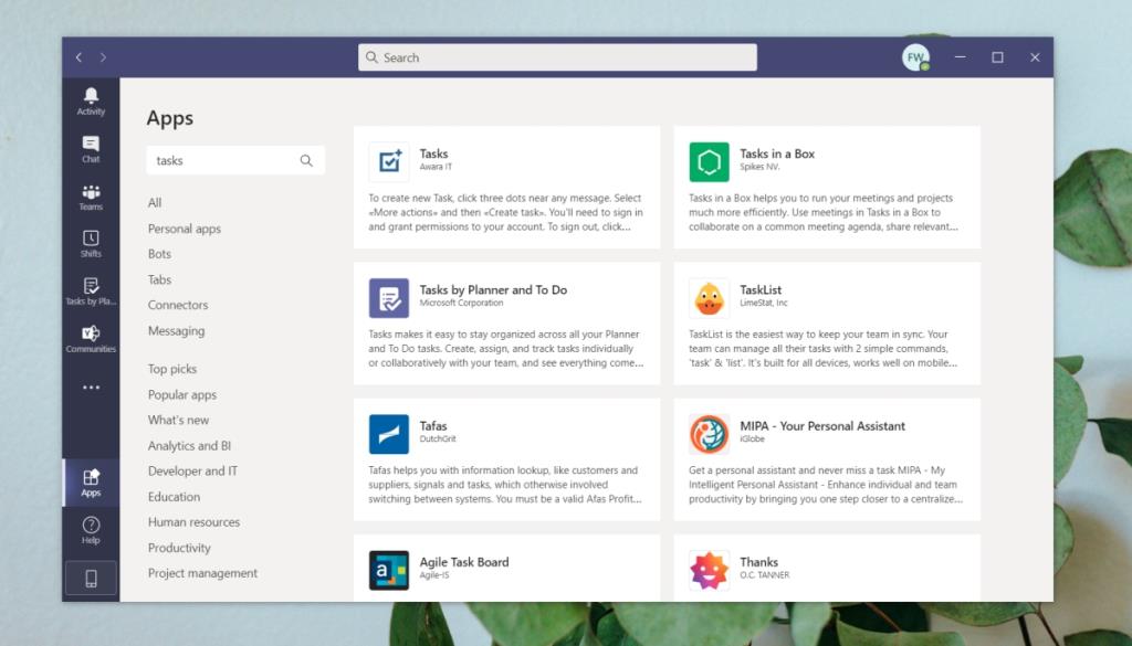 Taken gebruiken in Microsoft Teams