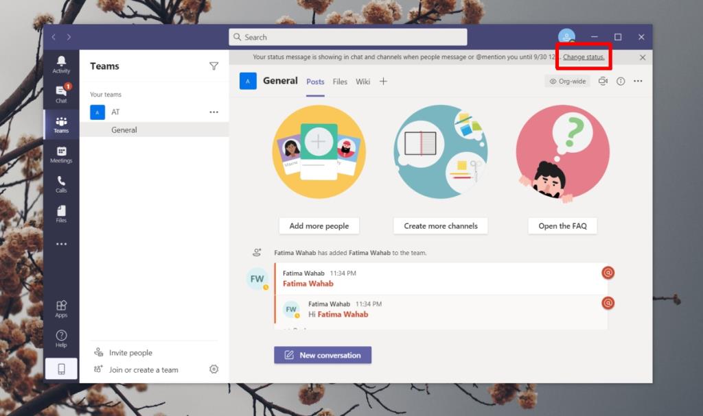 Status Microsoft Teams Tersekat di Luar Pejabat (TETAP)