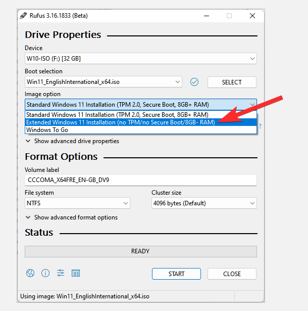 Como usar o Rufus para desativar o TPM e a inicialização segura na unidade USB inicializável do Windows 11