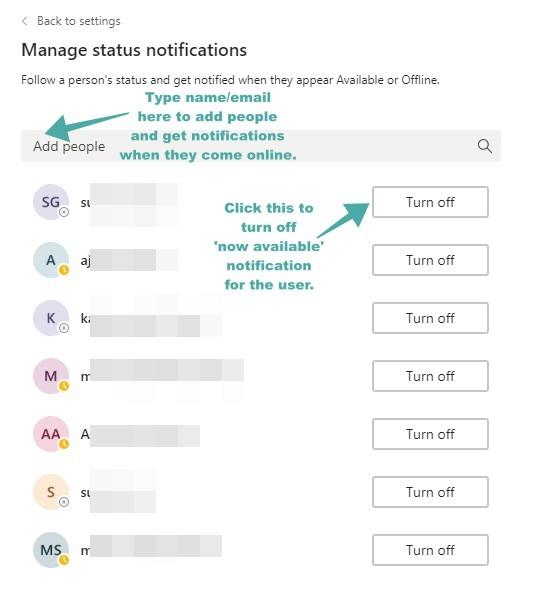 Microsoft Teamsでユーザーのステータス通知を停止して、現在利用可能なポップアップメッセージを削除する方法