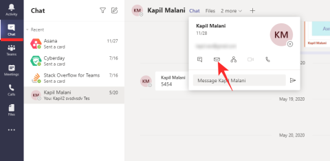 So senden Sie eine E-Mail direkt aus dem Chat in Microsoft Teams