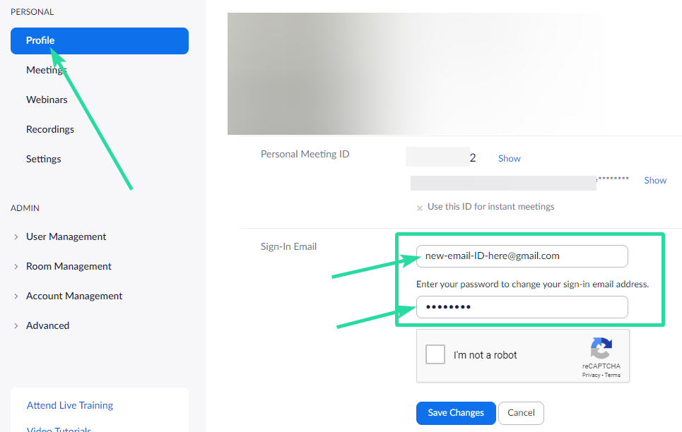 Come modificare l'indirizzo e-mail di accesso su Zoom