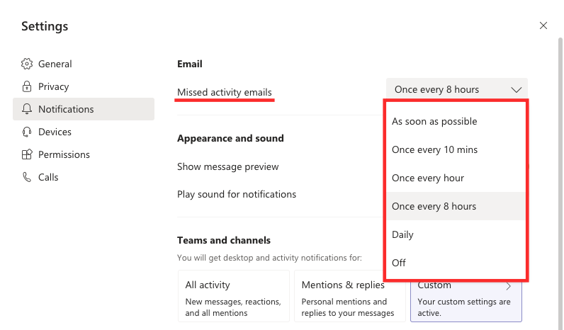 So erhalten Sie weniger E-Mails von Microsoft Teams