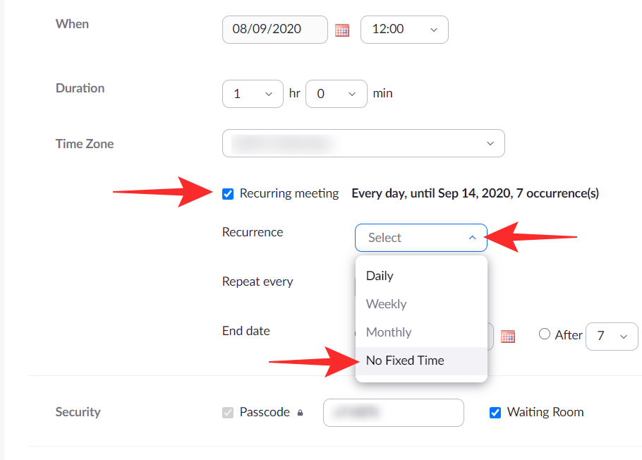 O que significa 'sem tempo fixo' em zoom?