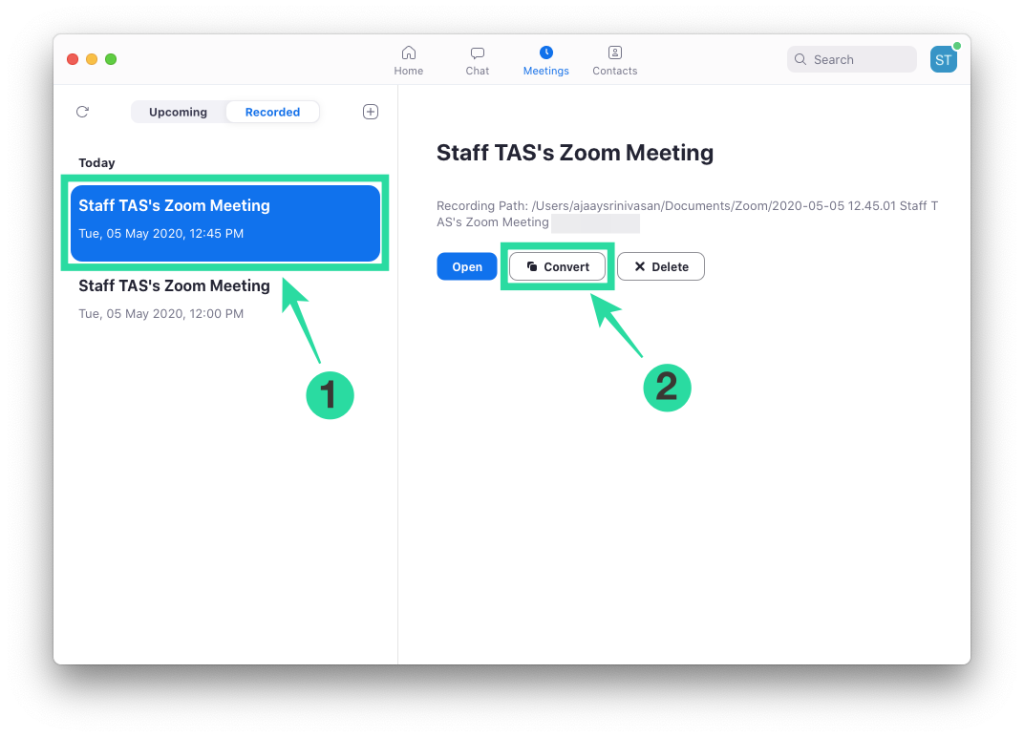 Como converter gravações de zoom locais com falha manualmente em um Mac