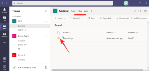 Dovè la posizione di registrazione e download dei file di Microsoft Teams?