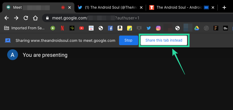 Een enkele Chrome-tabblad delen op Google Meet