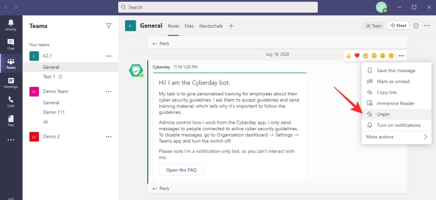 Como fixar uma mensagem no Microsoft Teams