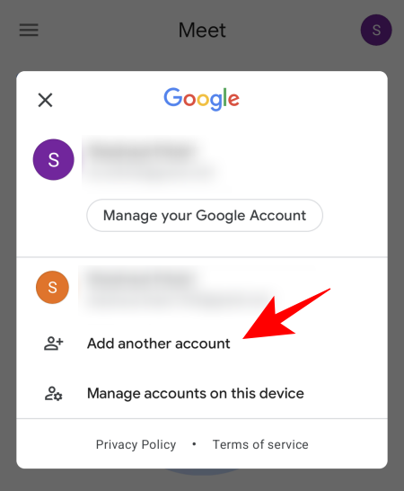 Come aggiungere un altro account in Google Meet