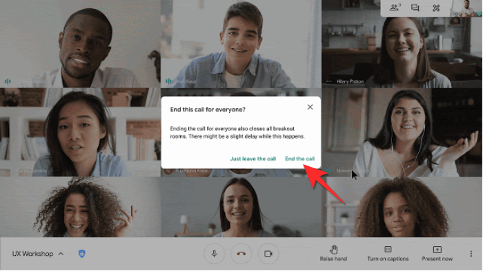 如何在 Google Meet 中結束會議：分步指南