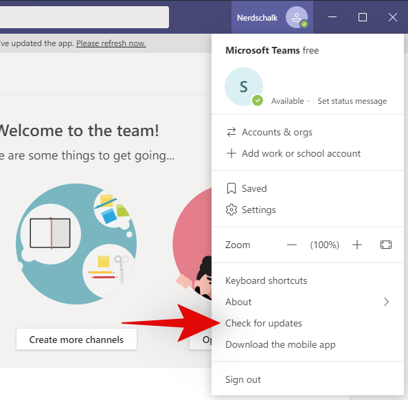 如何更新 Microsoft Teams