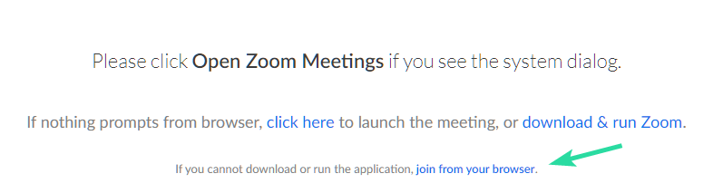 Cómo forzar Zoom Meeting en el navegador web y bloquear el diálogo de la aplicación Open Zoom