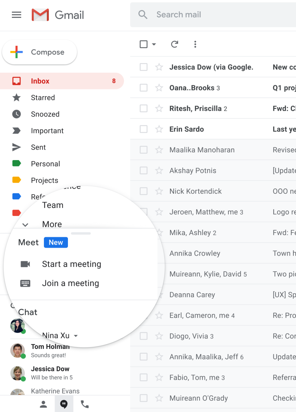 GmailでGoogleMeetを使用する方法：お気に入りのメールサービスから直接通話を開始して参加できます。