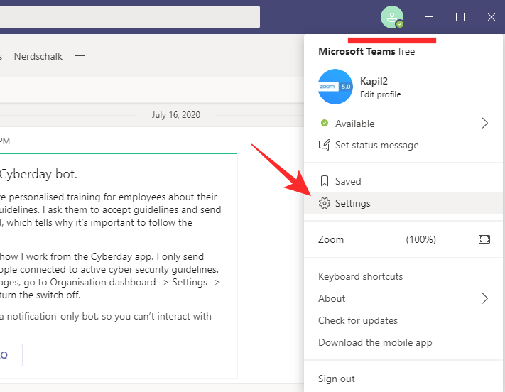 Como ativar o modo escuro no Microsoft Teams