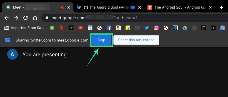 Comment filtrer le partage d'un seul onglet Chrome sur Google Meet