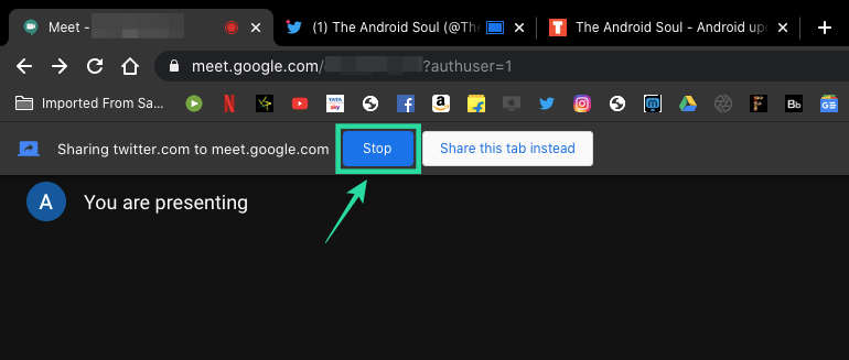 Bildschirmfreigabe eines einzelnen Chrome-Tabs in Google Meet