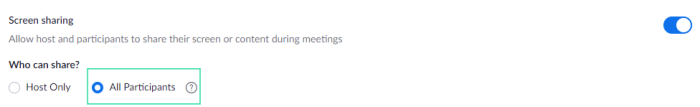 Как разрешить участникам показывать экран в Zoom