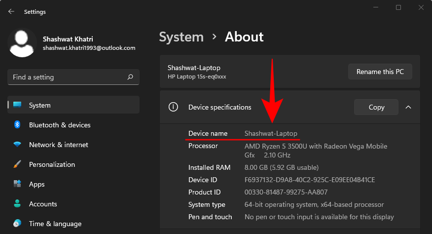 Cómo encontrar el nombre de la computadora en Windows 11