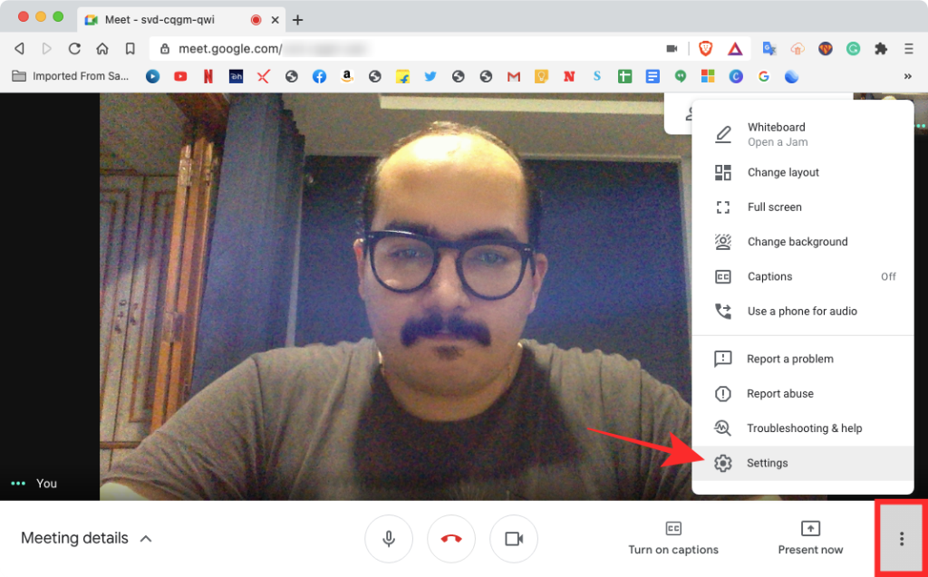 Como virar ou espelhar a câmera no Google Meet no Windows e Mac