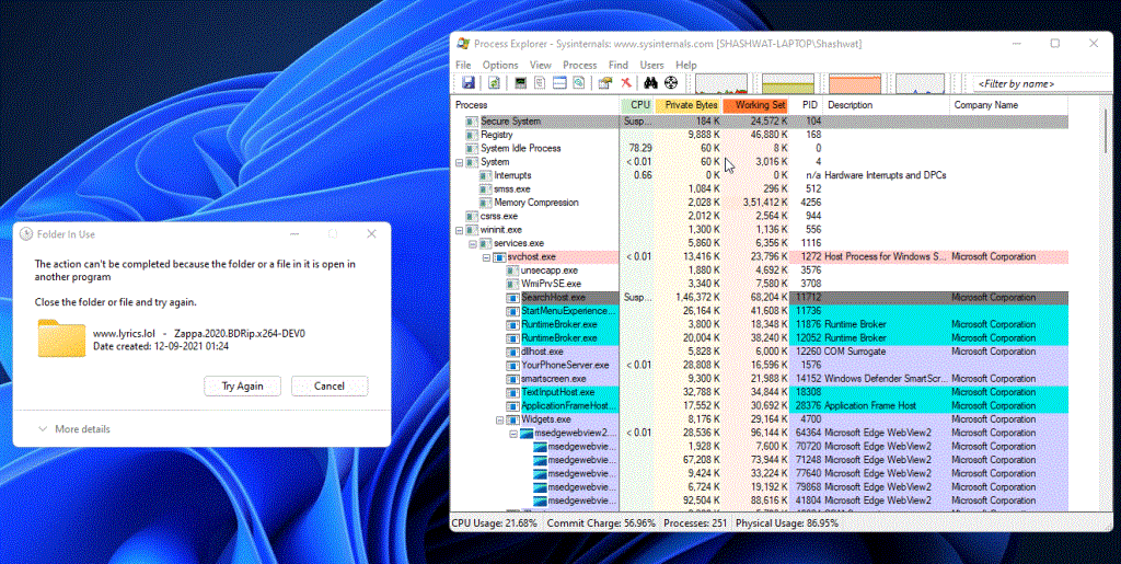 Come trovare quale file o cartella è attualmente in uso su Windows 11