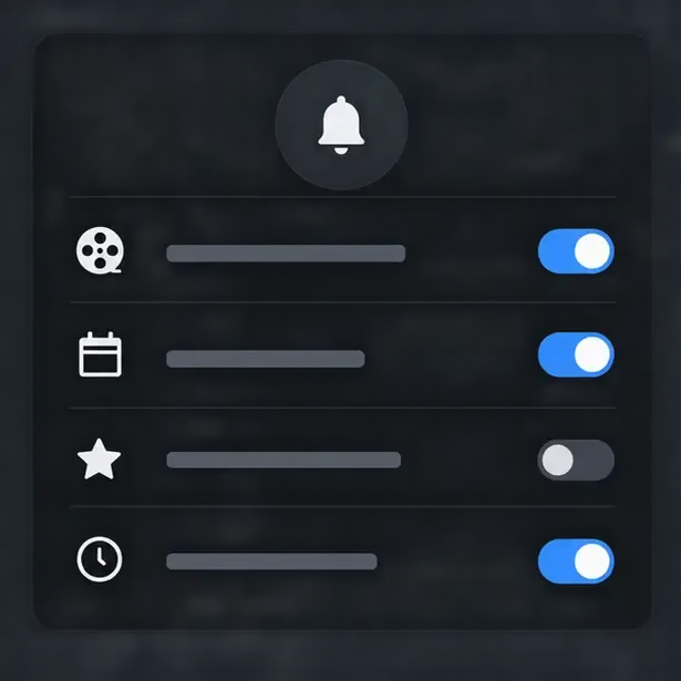 Generic notification settings interface with a bell icon and several release-related switches