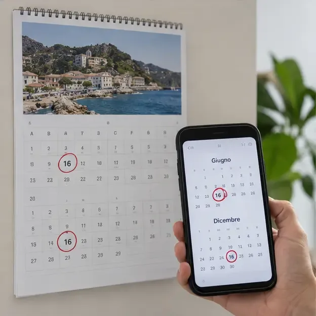 Calendario e smartphone con il 16 giugno e il 16 dicembre evidenziati