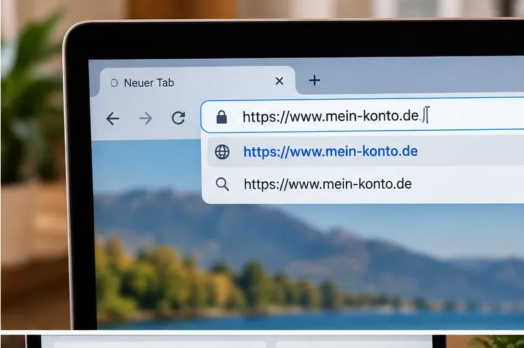 Browserfenster, in dem eine bekannte Webadresse direkt in die Adresszeile eingegeben wird statt einem Nachrichtenlink zu folgen