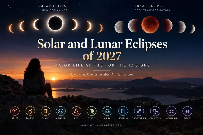 2027年の日食と月食：12星座の人生における大きな変化への入門ガイド