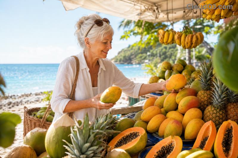Happy couple enjoying retirement lifestyle in scenic overseas destination