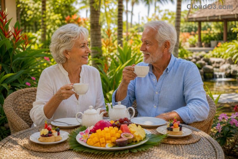 American retirees enjoying sunset in a charming Italian hill town